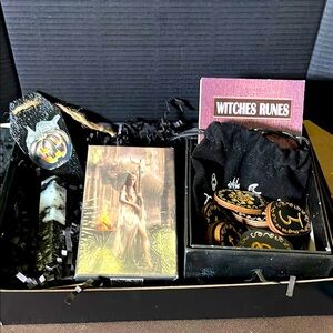 Witches Runes and Tarot Set with Black and Gold Accents